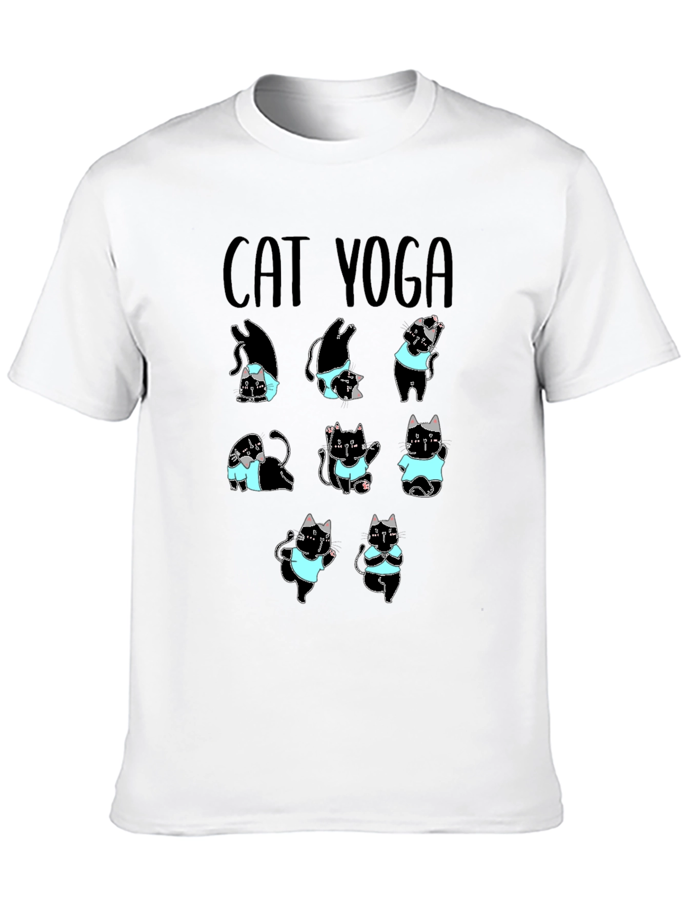 Cat Yoga T-Shirt Black Cotton Tee