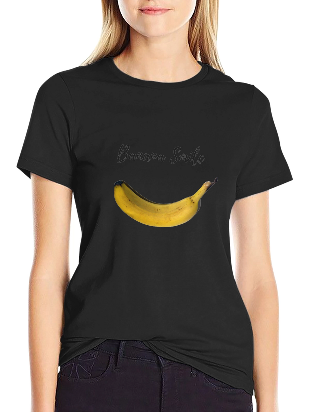 Banana Smile Graphic Black T-Shirt