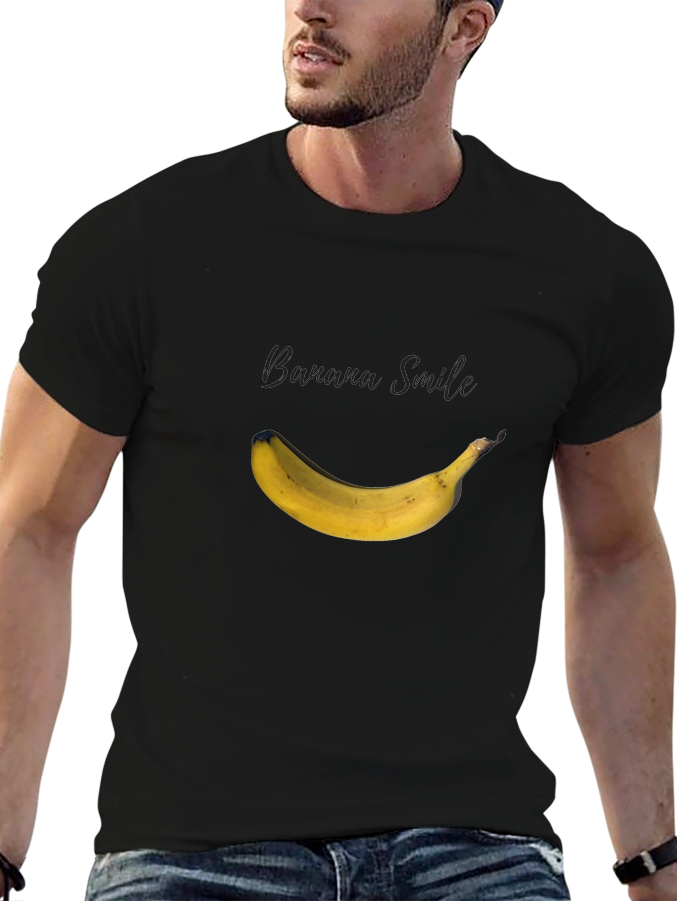 Banana Smile Graphic Black T-Shirt