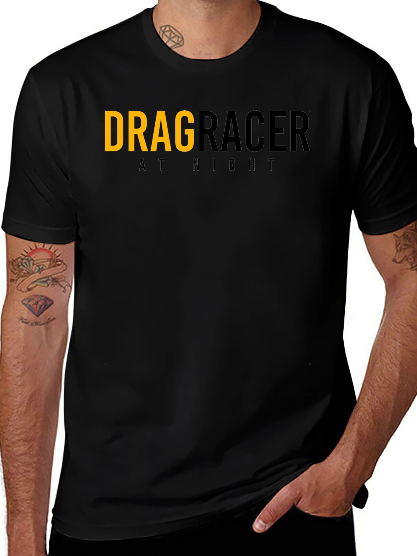 Drag Racer At Night Graphic Tee - Black