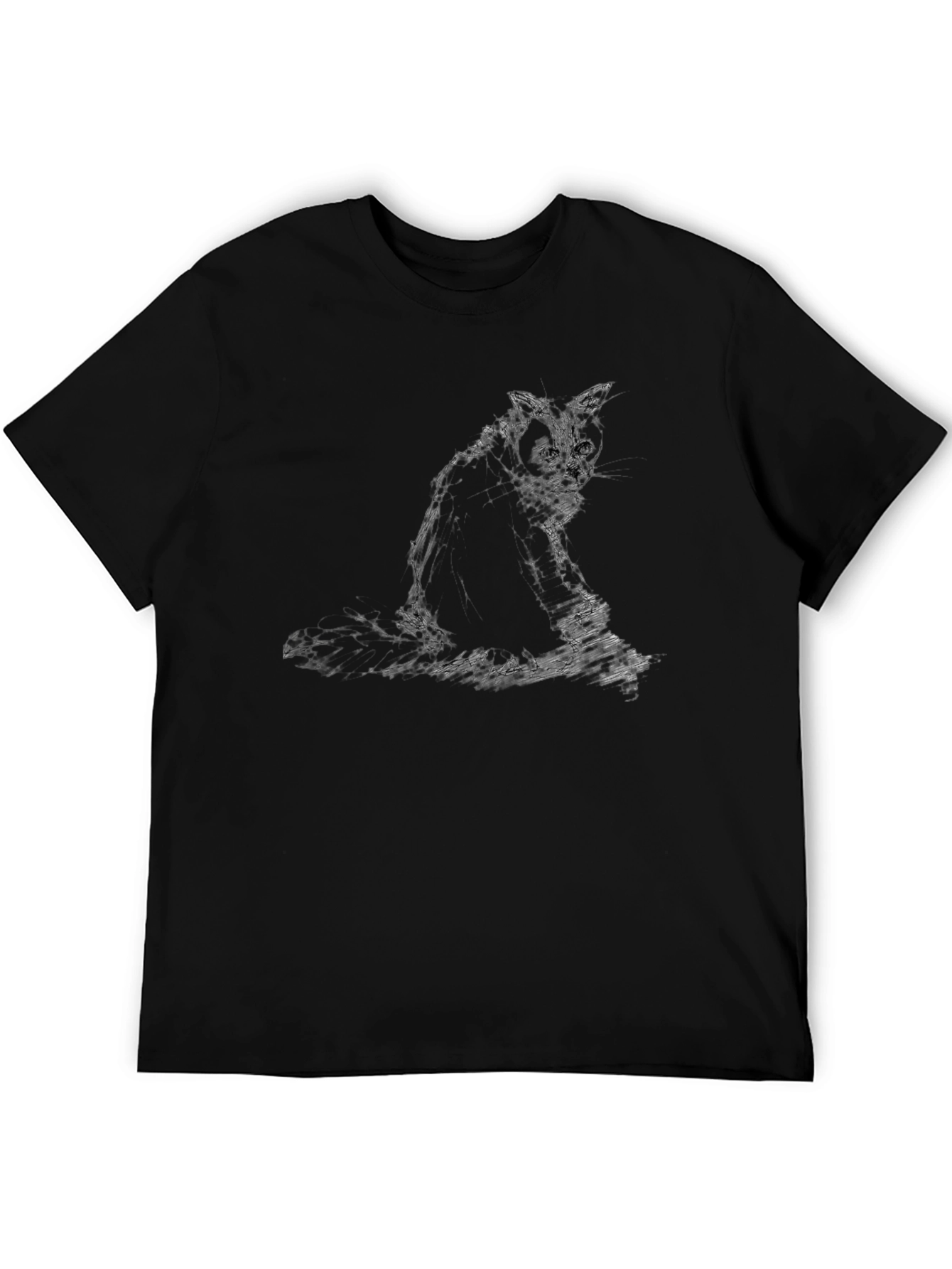 Cat Sketch Black T-Shirt