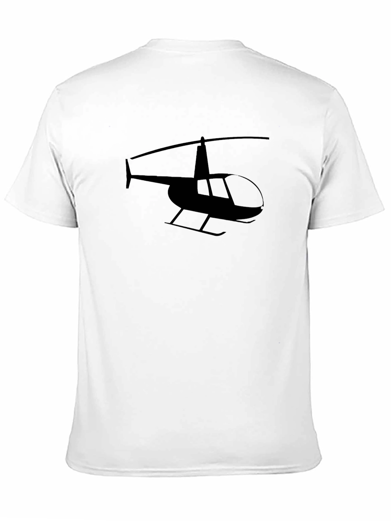 Helicopter Silhouette Graphic Tee - Black Cotton T-Shirt