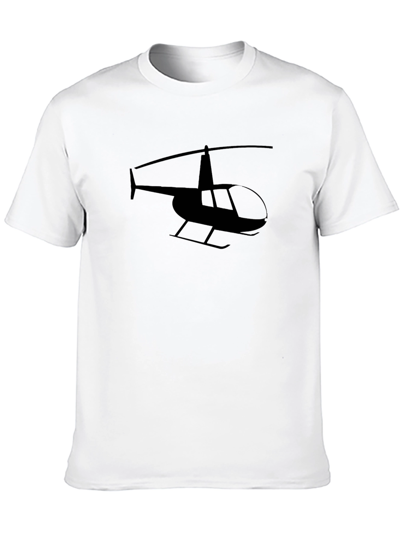 Helicopter Silhouette Graphic Tee - Black Cotton T-Shirt