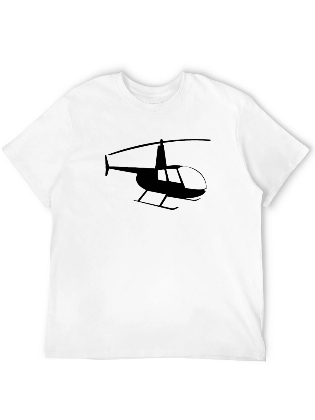 Helicopter Silhouette Graphic Tee - Black Cotton T-Shirt