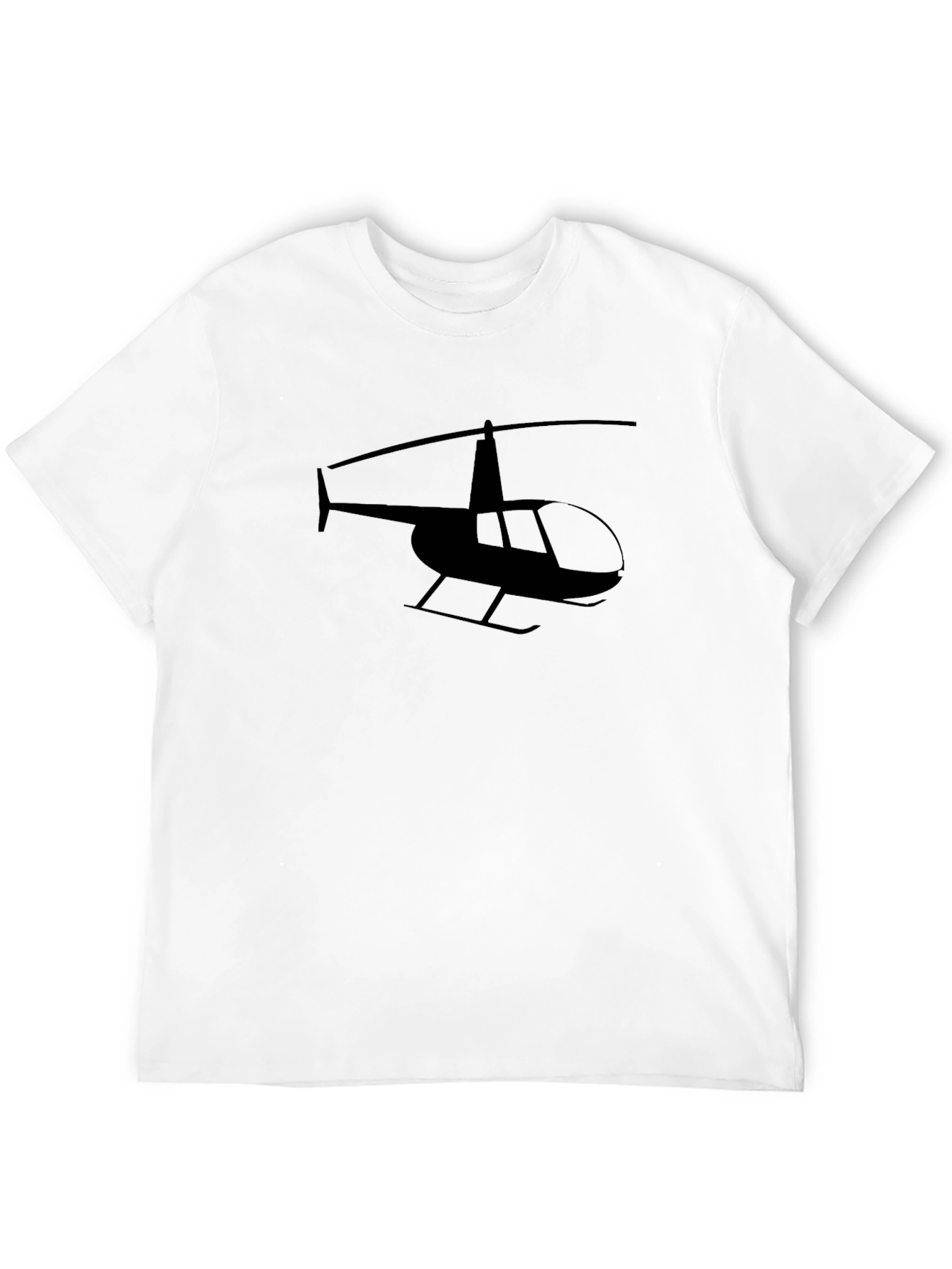 Helicopter Silhouette Graphic Tee - Black Cotton T-Shirt