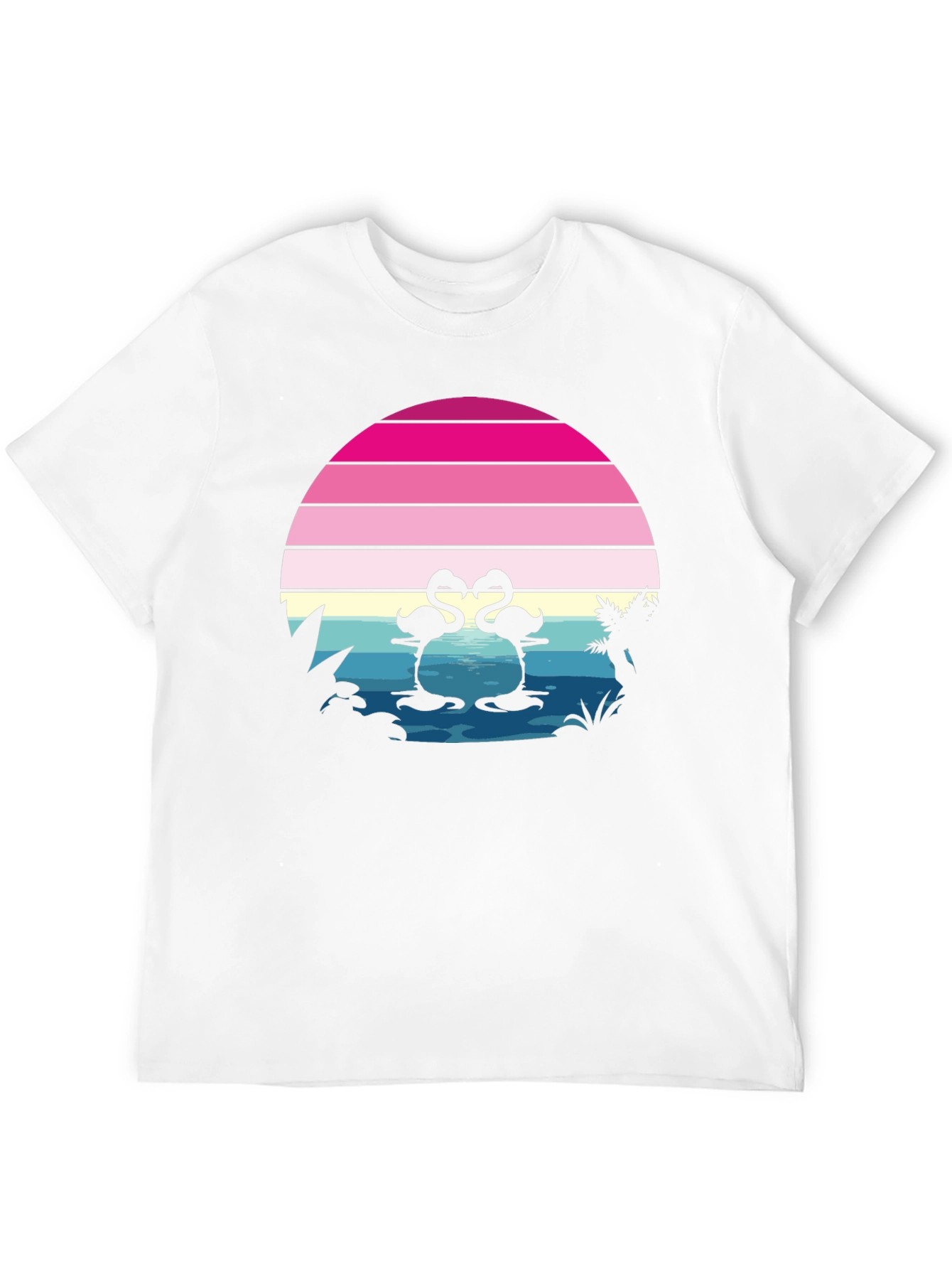 Retro Flamingo Sunset T-Shirt - Tropical Summer Vibes