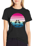 Retro Flamingo Sunset T-Shirt - Tropical Summer Vibes