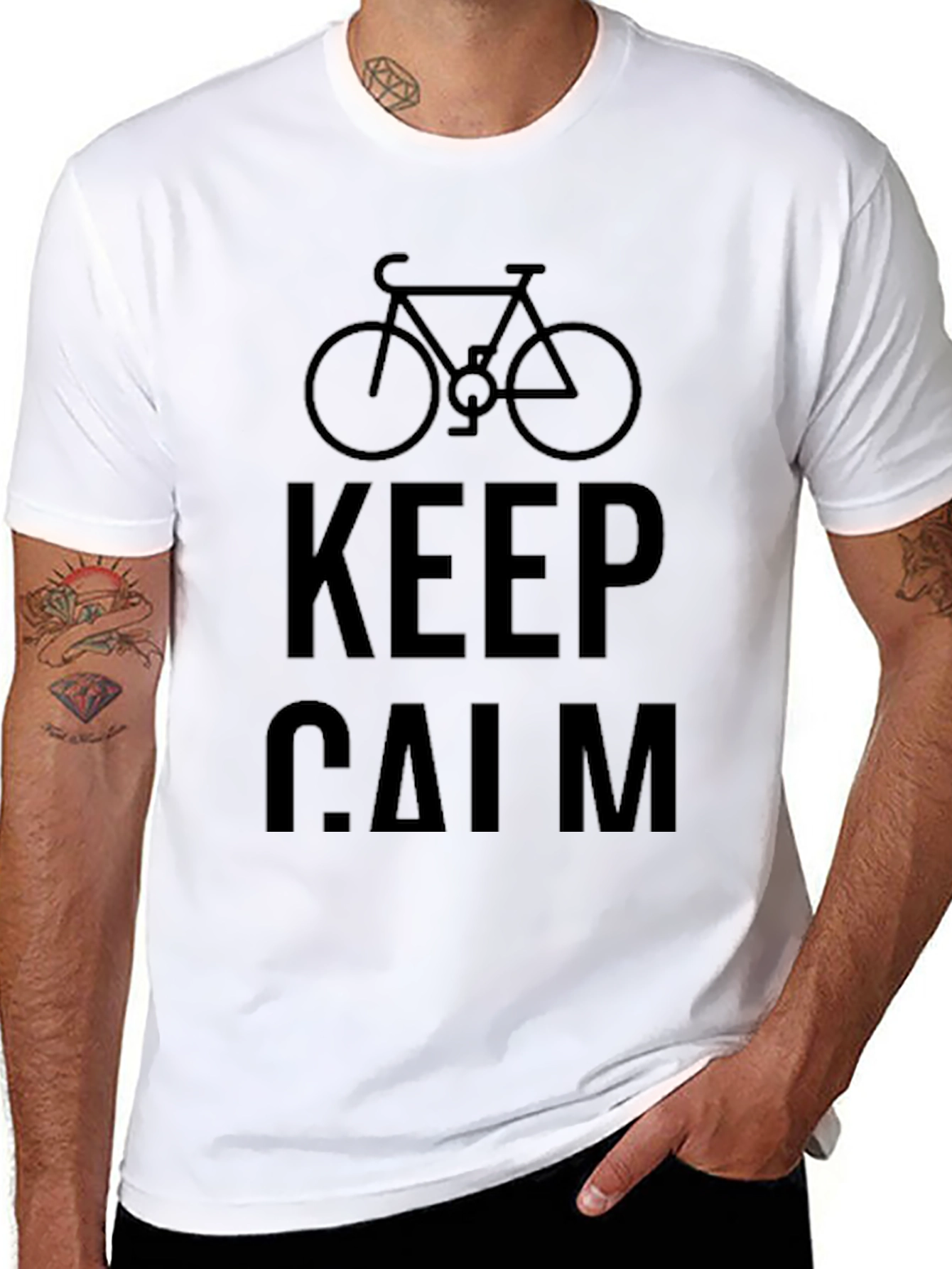 Keep Calm Bike Graphic T-Shirt - Black