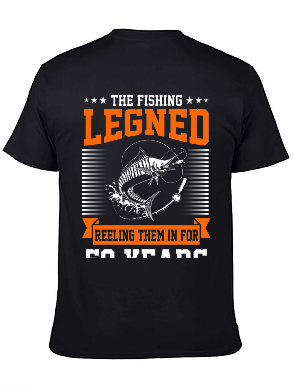 The Fishing Legend Black Graphic Tee