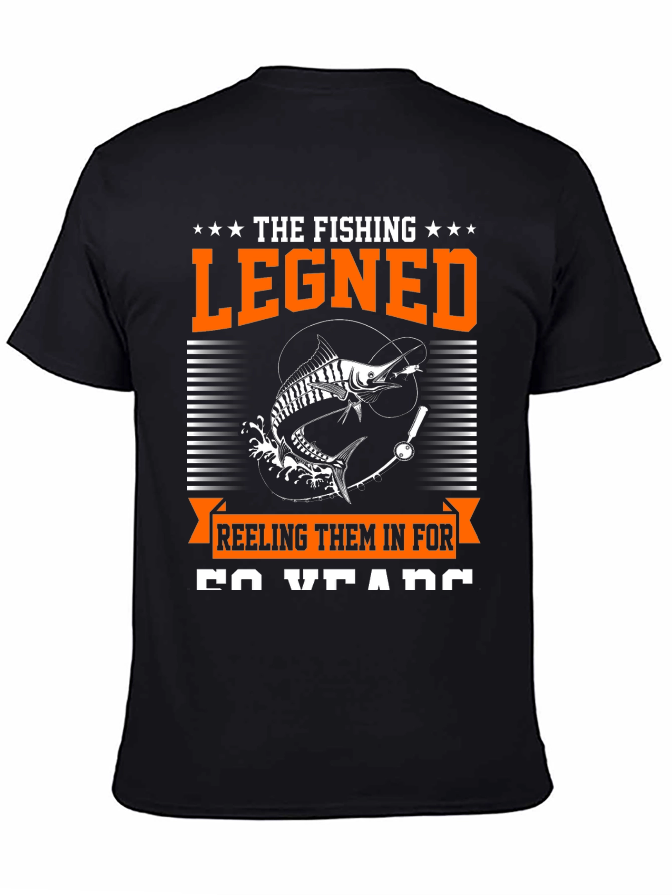 The Fishing Legend Black Graphic Tee