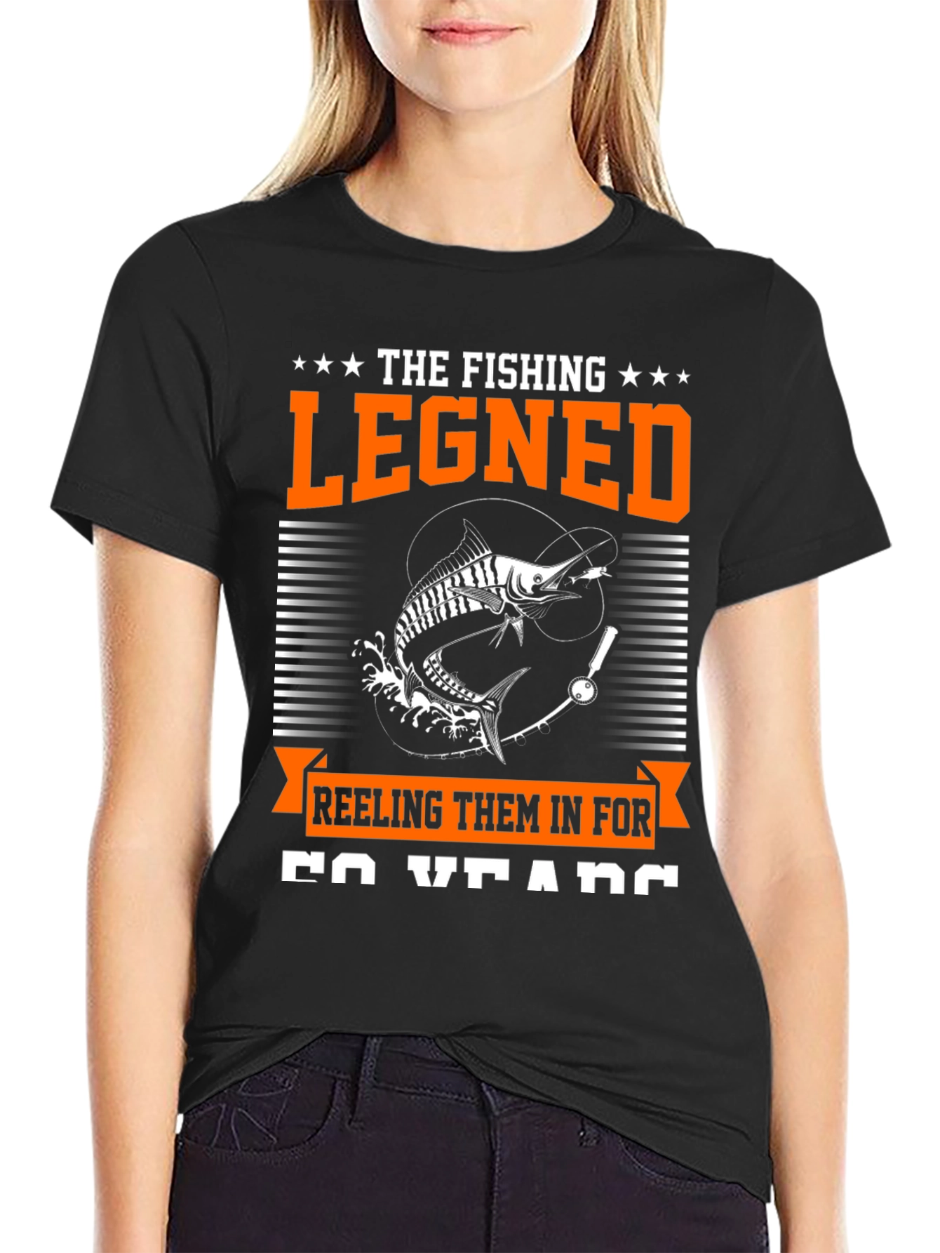 The Fishing Legend Black Graphic Tee