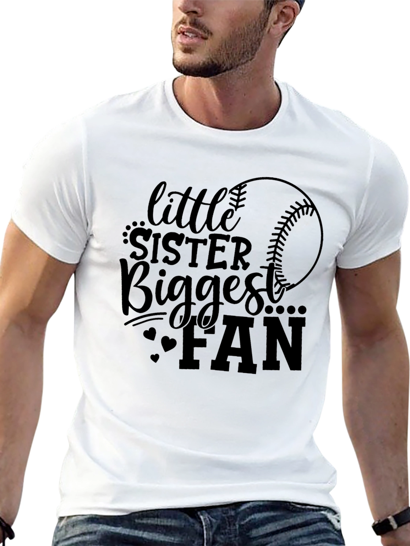 Little Sisters Biggest Fan Baseball Graphic Tee