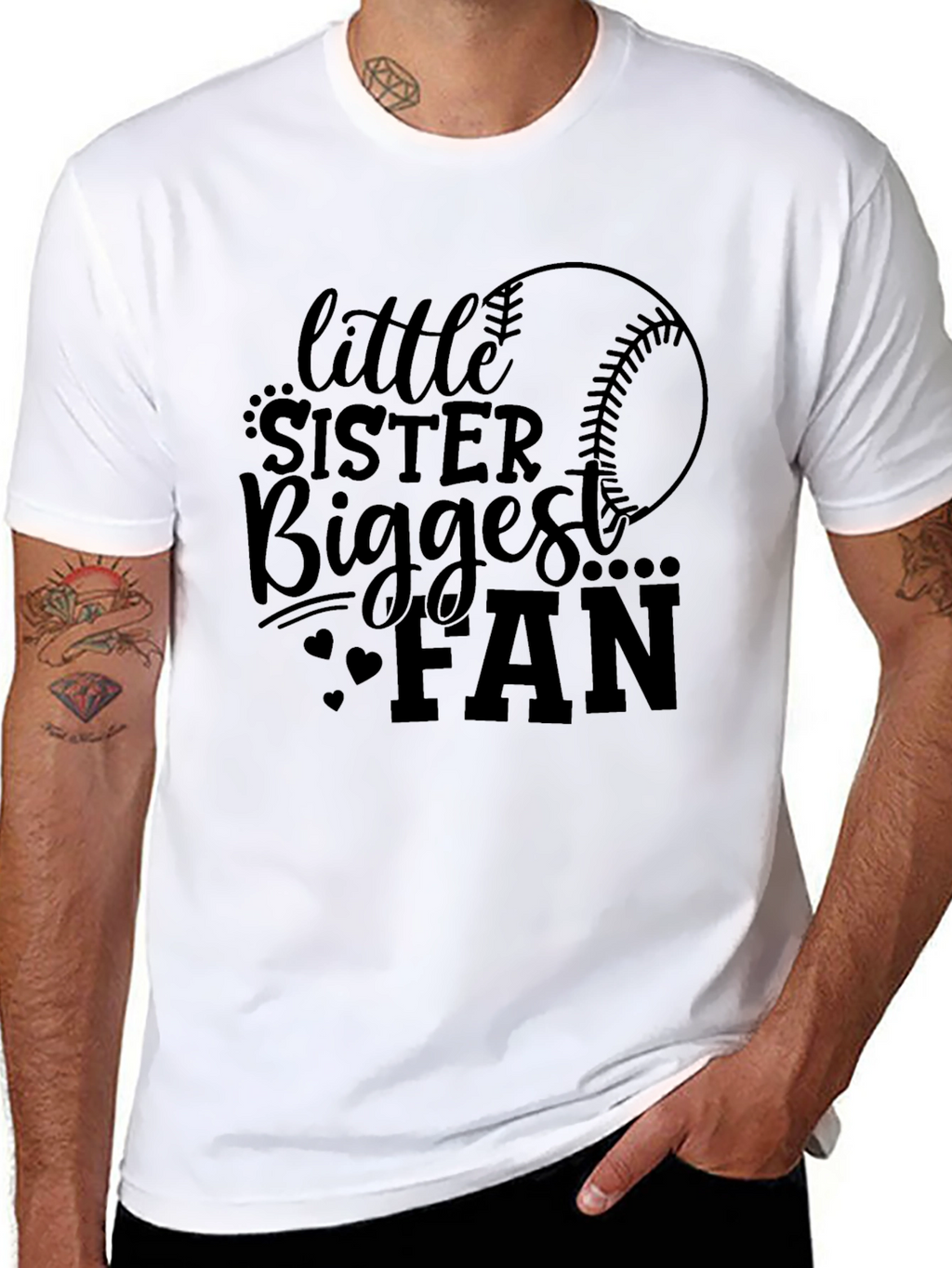 Little Sisters Biggest Fan Baseball Graphic Tee