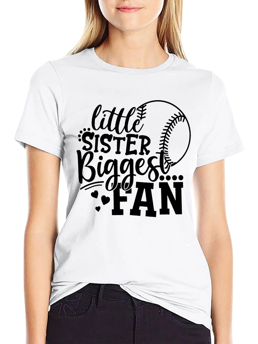 Little Sisters Biggest Fan Baseball Graphic Tee