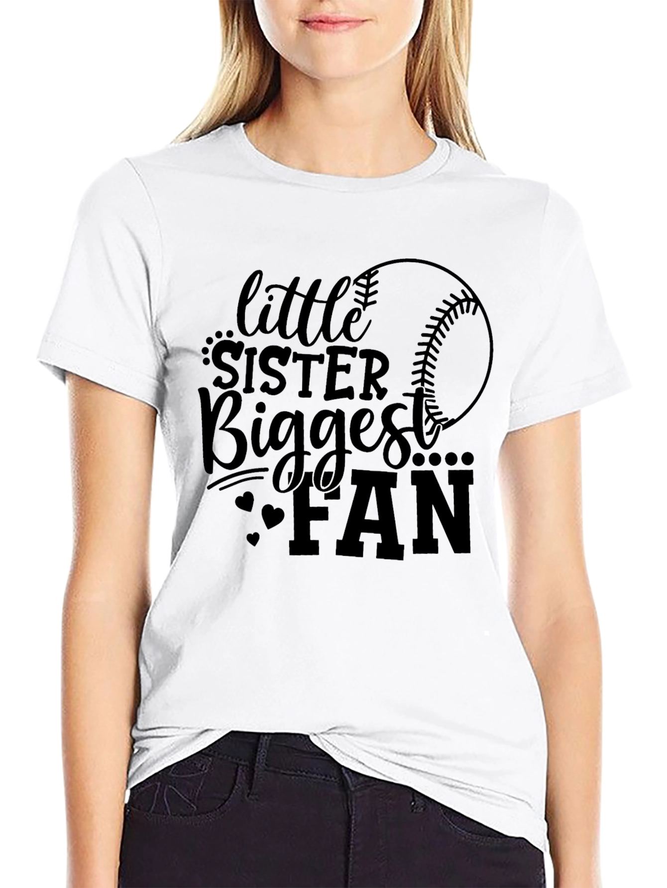 Little Sisters Biggest Fan Baseball Graphic Tee
