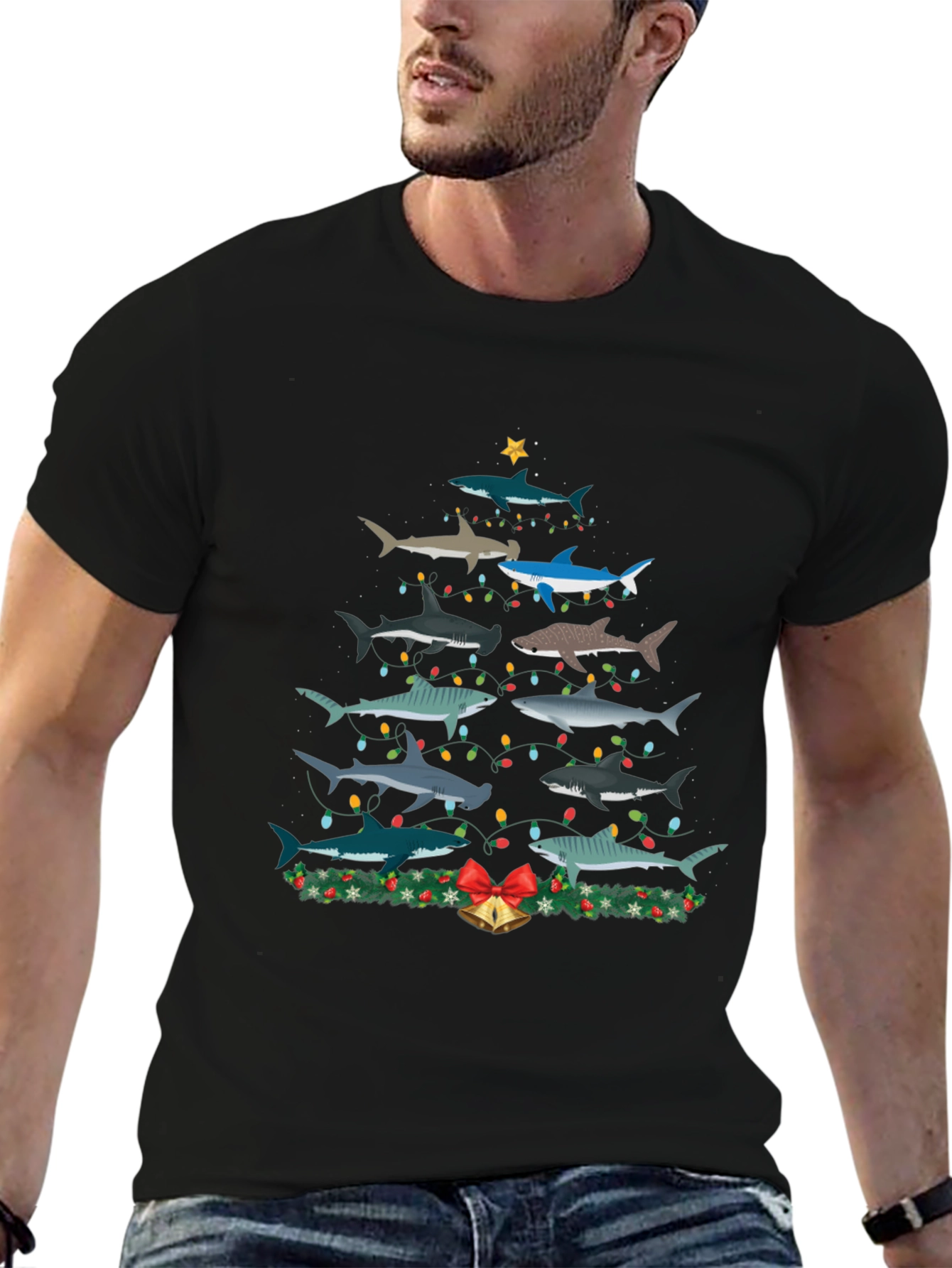 Shark Christmas Tree Graphic Tee