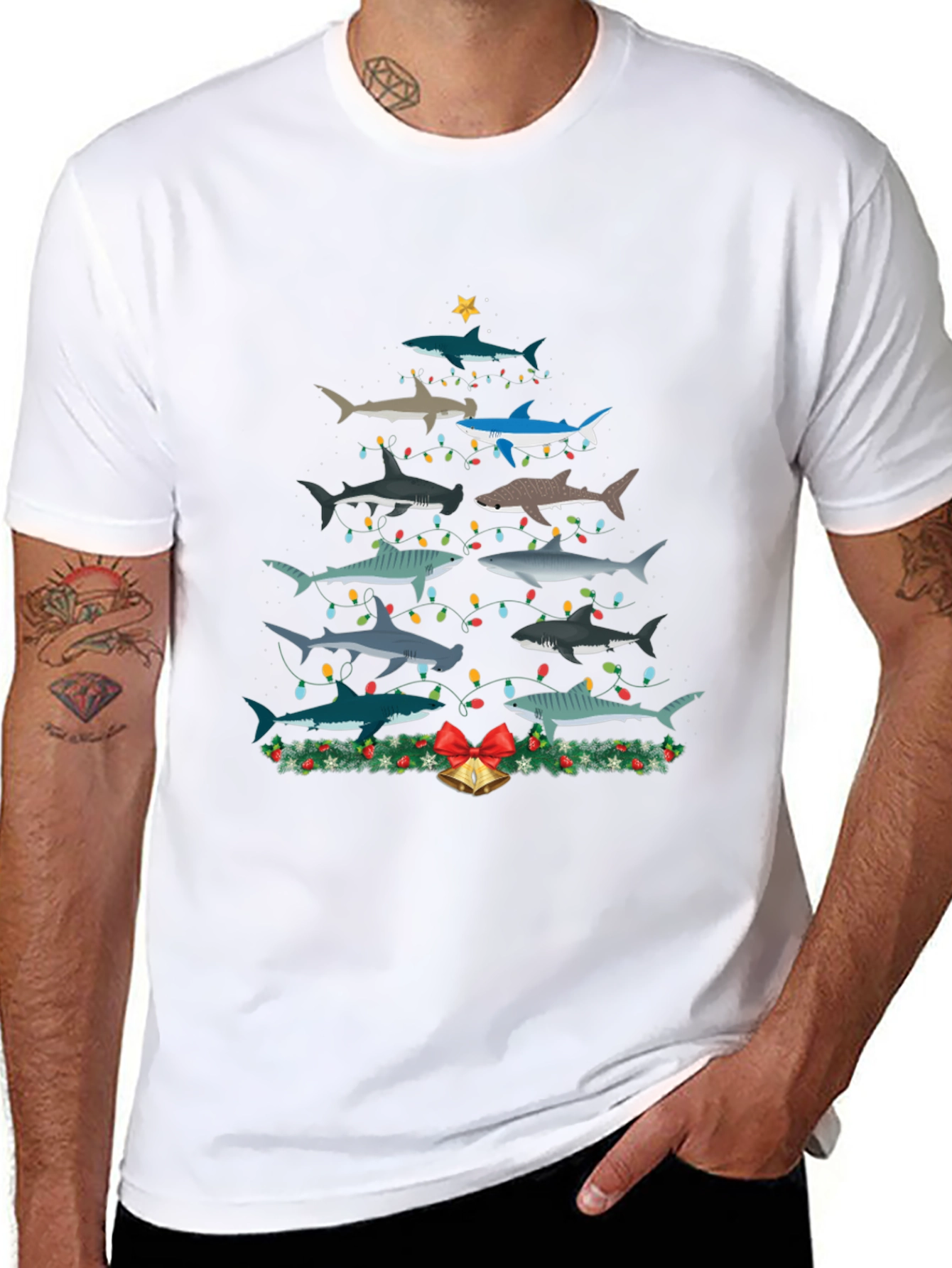 Shark Christmas Tree Graphic Tee