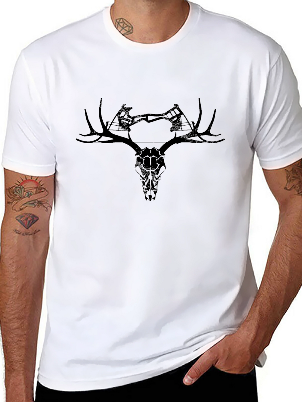 Hunting Bow & Deer Skull Black Graphic Tee