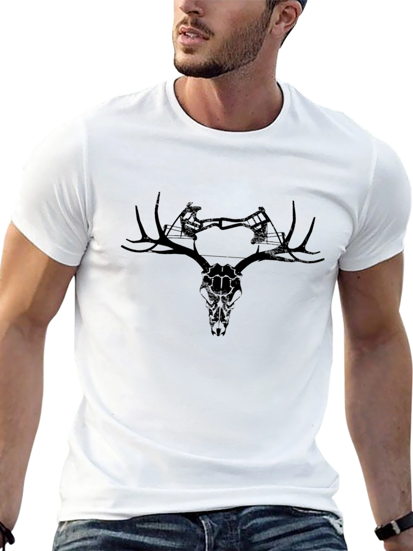Hunting Bow & Deer Skull Black Graphic Tee