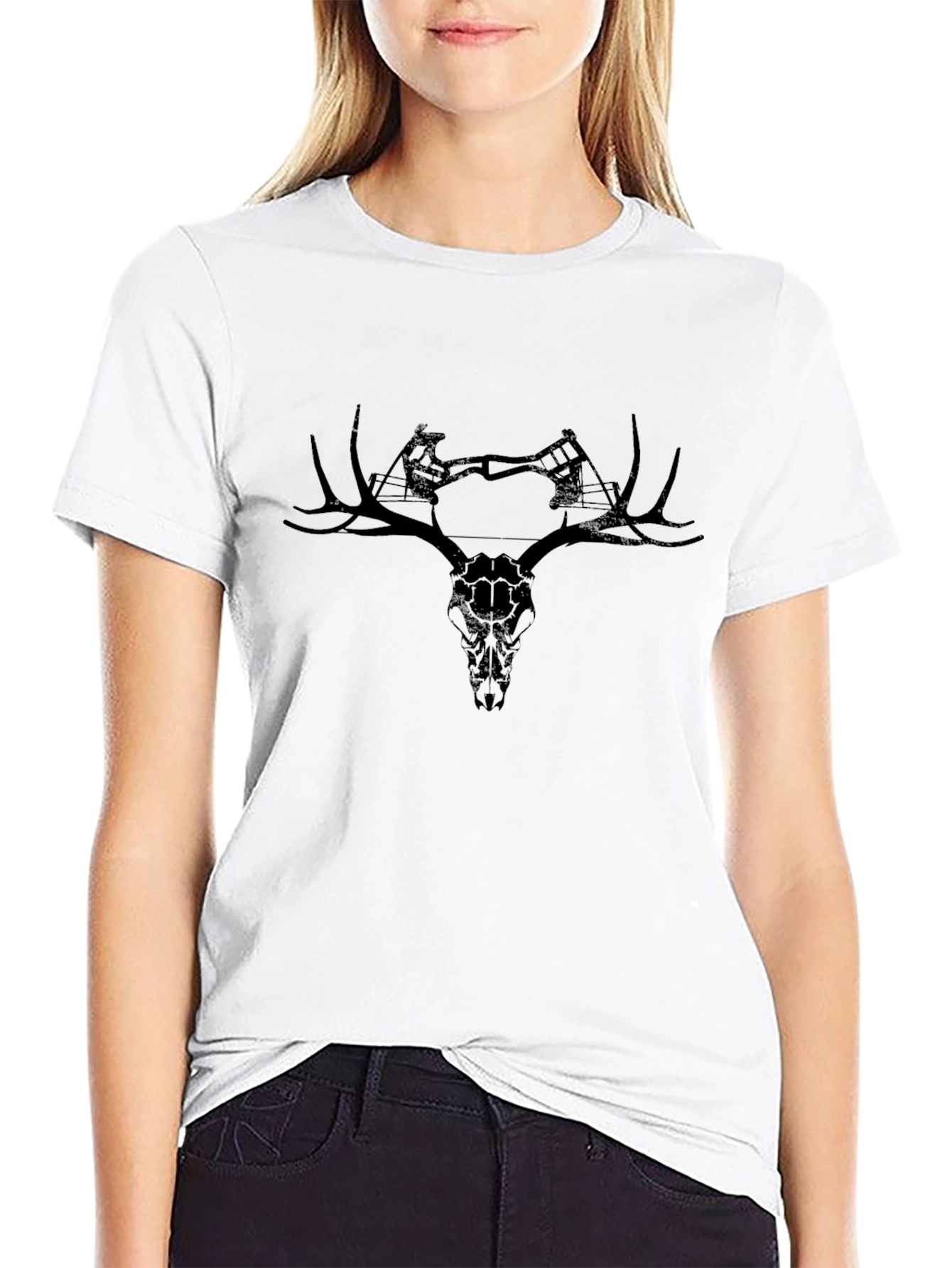 Hunting Bow & Deer Skull Black Graphic Tee