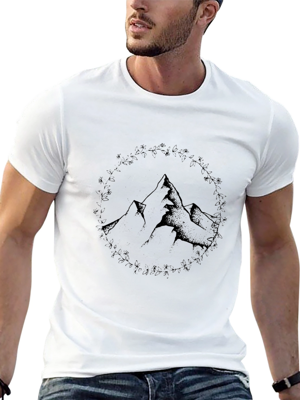 Mountain Graphic Black Crew Neck Tee
