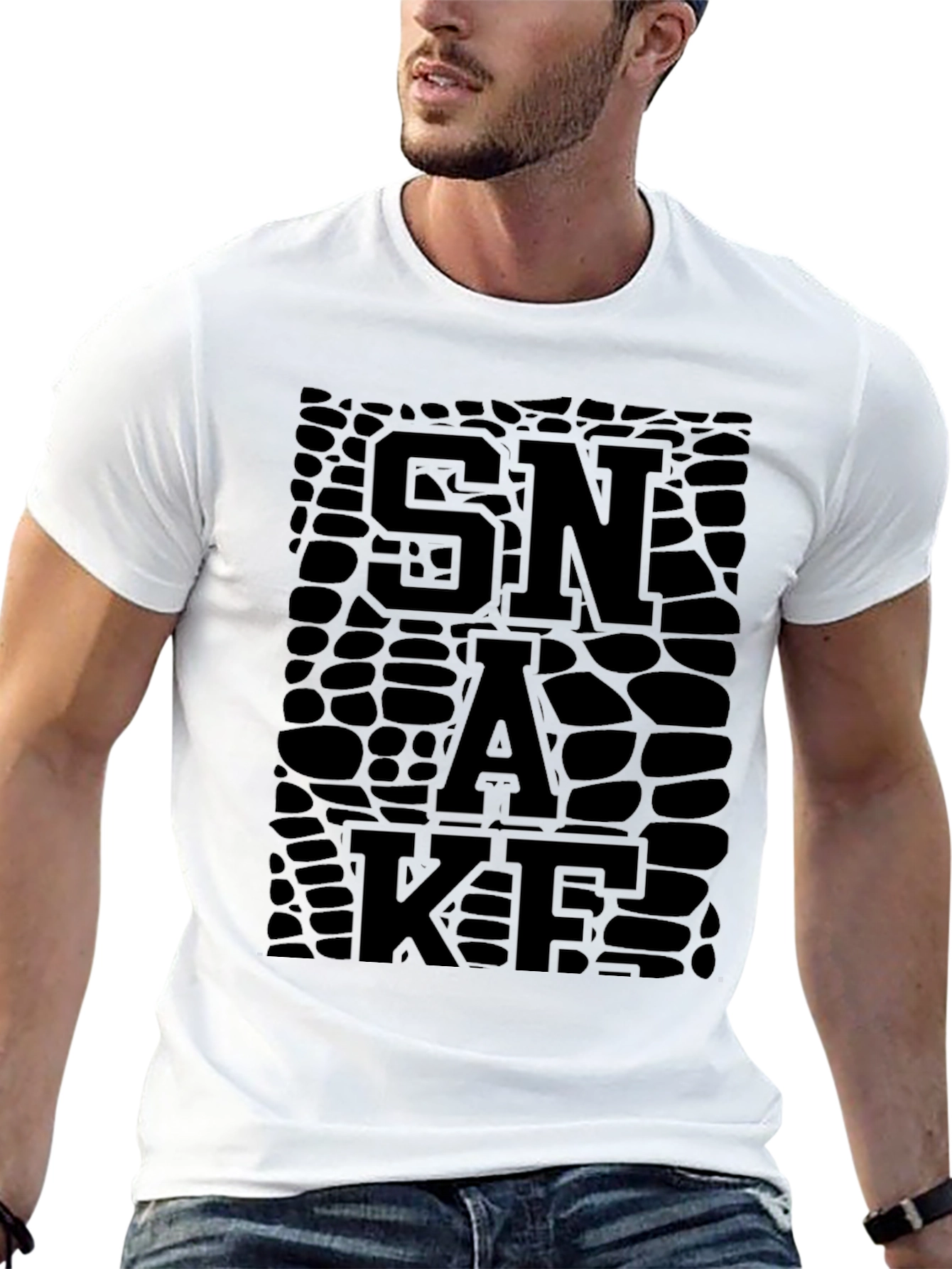 SNAKE Skin Textured Graphic T-Shirt - Black