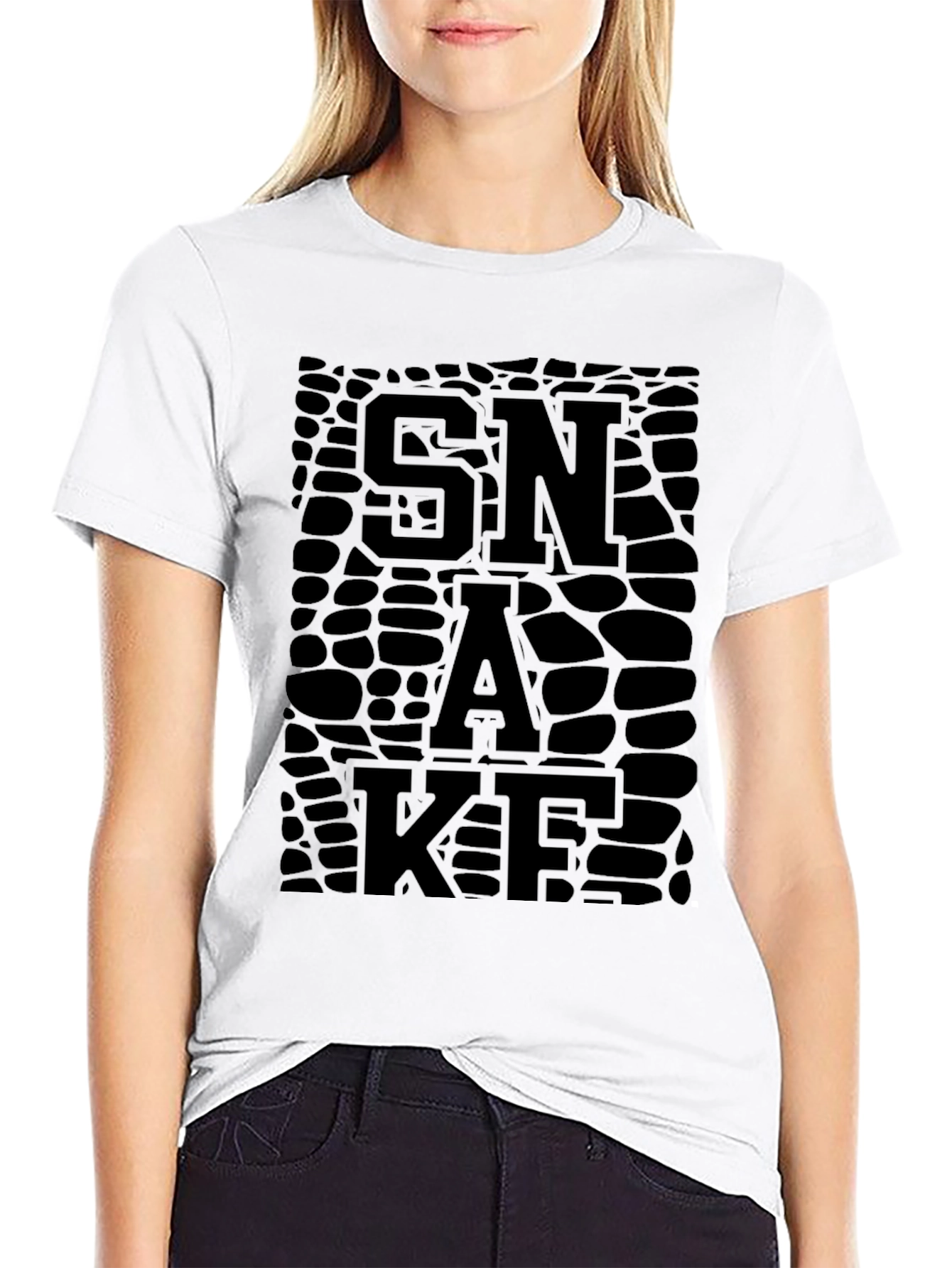 SNAKE Skin Textured Graphic T-Shirt - Black