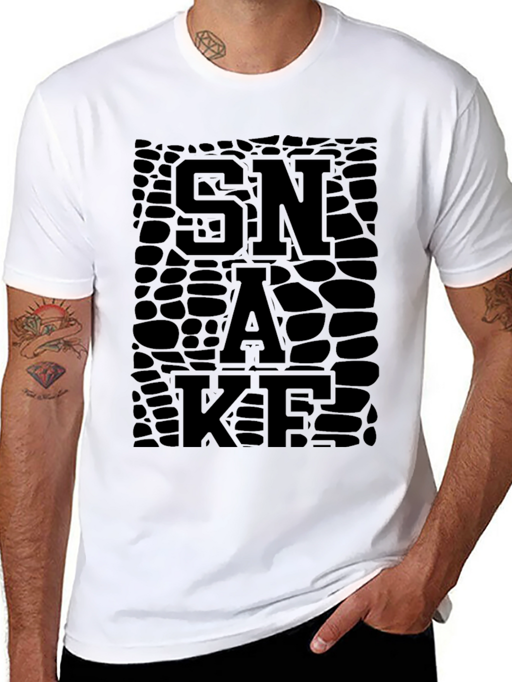 SNAKE Skin Textured Graphic T-Shirt - Black