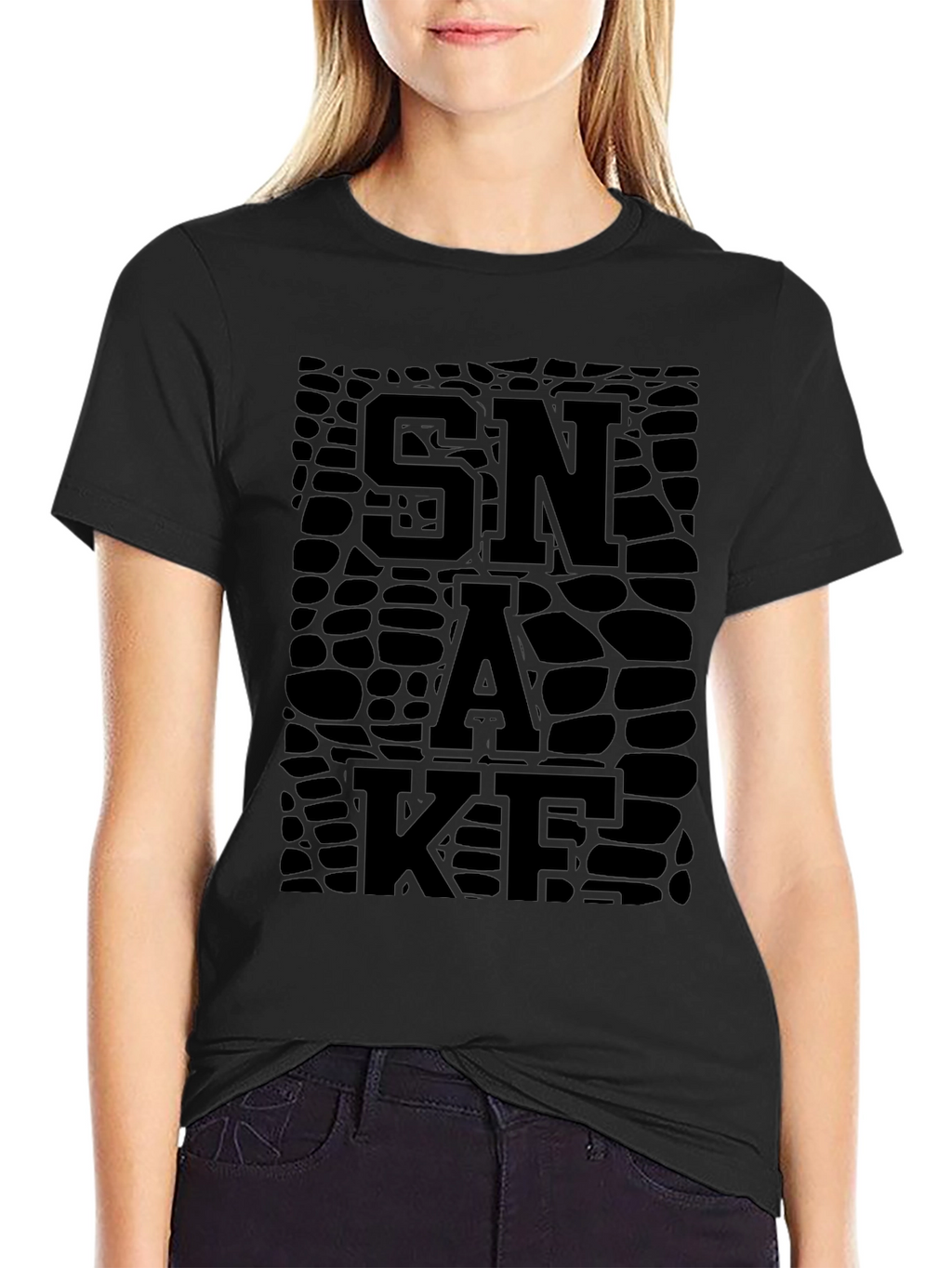 SNAKE Skin Textured Graphic T-Shirt - Black