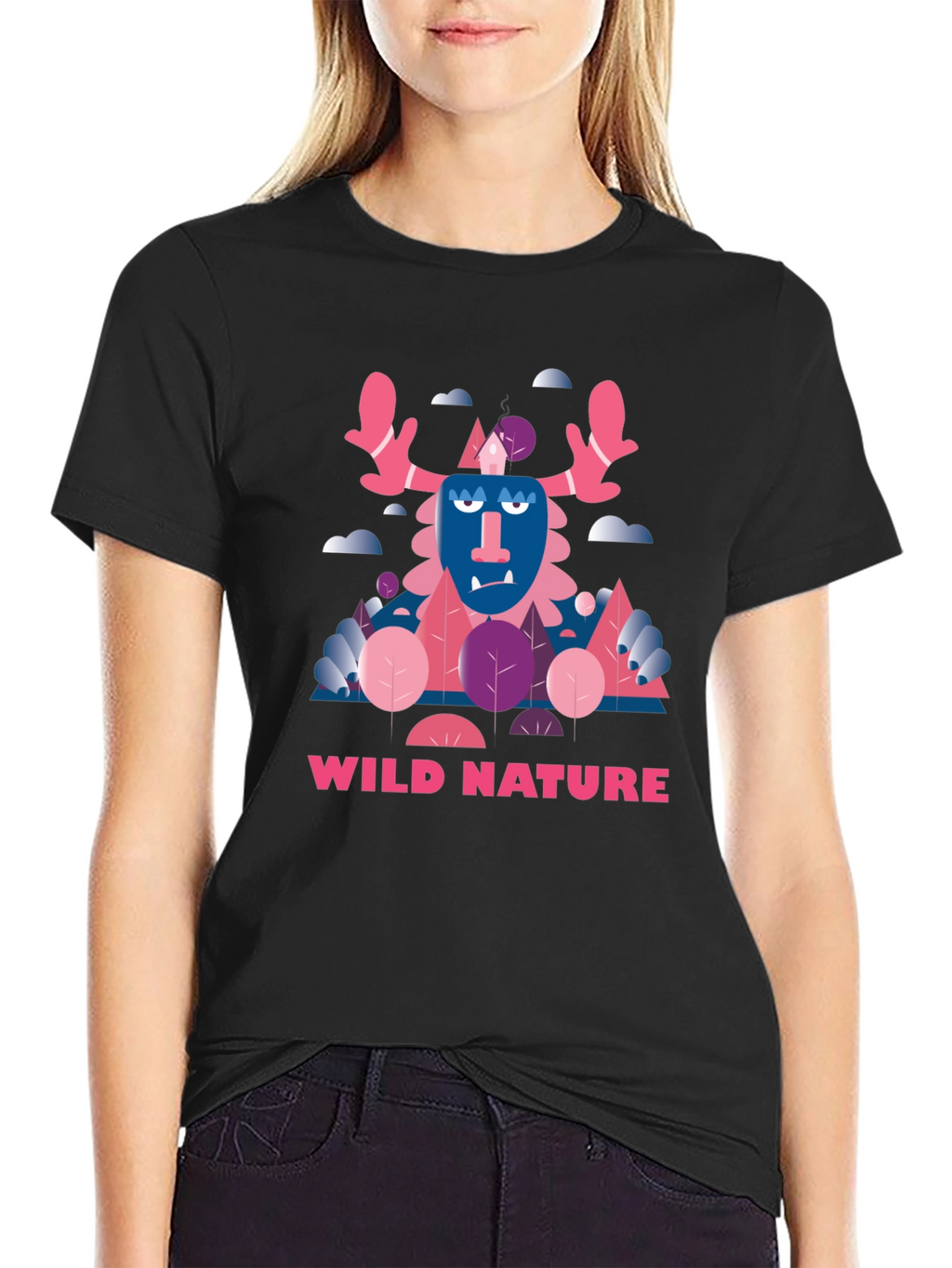 Wild Nature Graphic Print Black T-Shirt