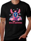 Wild Nature Graphic Print Black T-Shirt