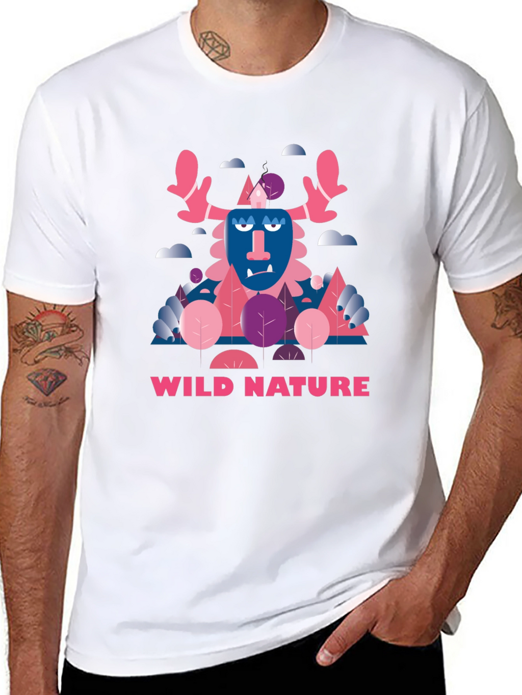 Wild Nature Graphic Print Black T-Shirt