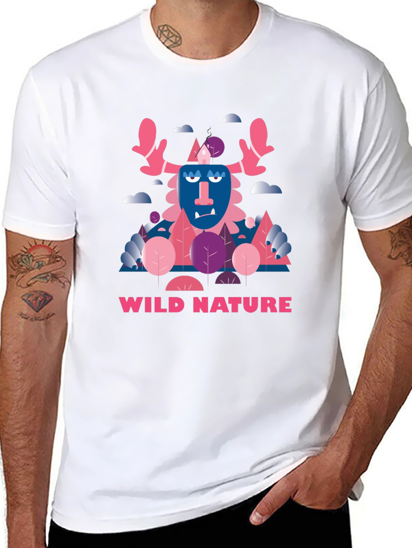 Wild Nature Graphic Print Black T-Shirt