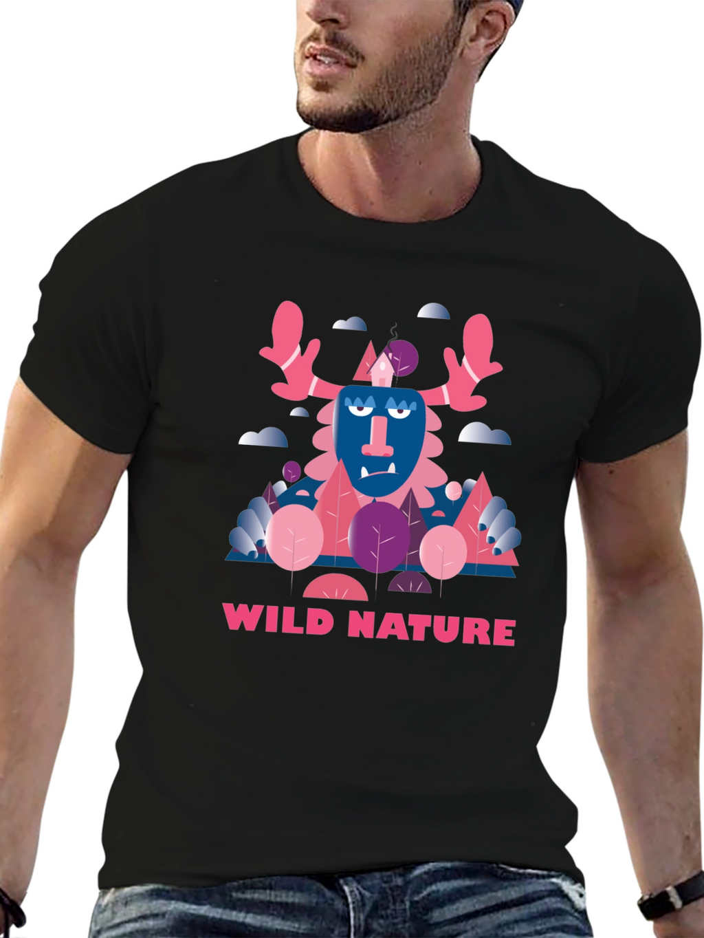 Wild Nature Graphic Print Black T-Shirt