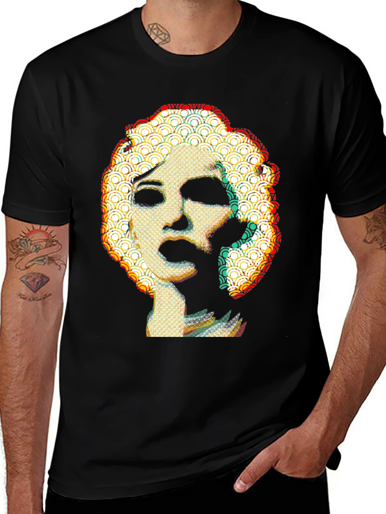 Abstract Marilyn Monroe Graphic Black Tee