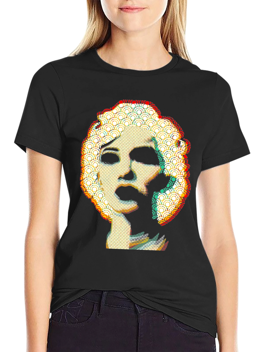 Abstract Marilyn Monroe Graphic Black Tee