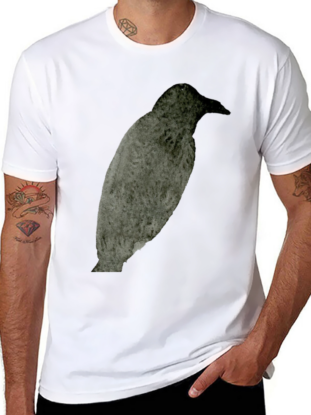 Raven Graphic Tee - Dark Bird Print T-Shirt