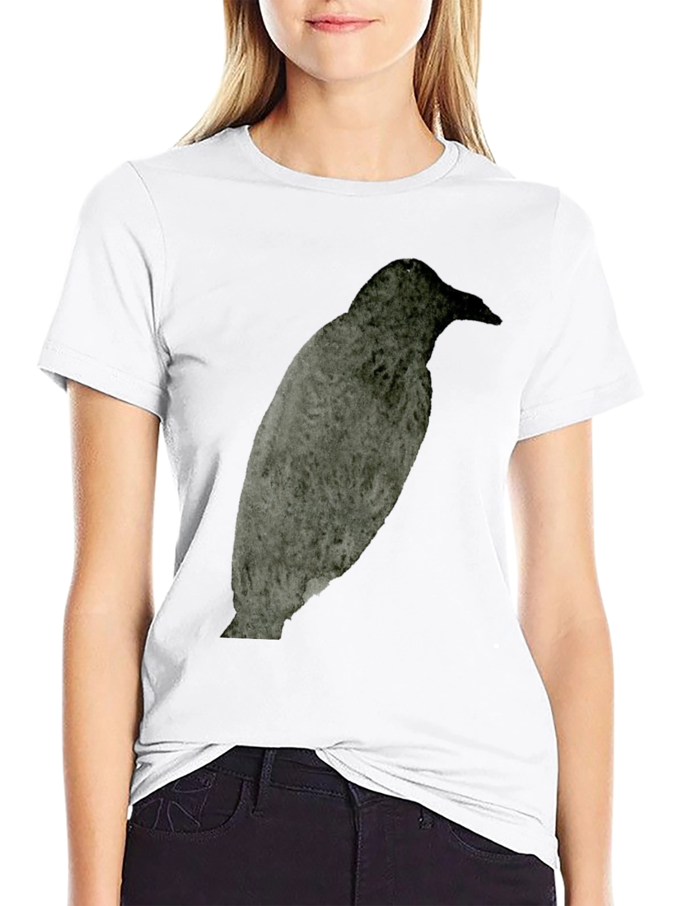 Raven Graphic Tee - Dark Bird Print T-Shirt