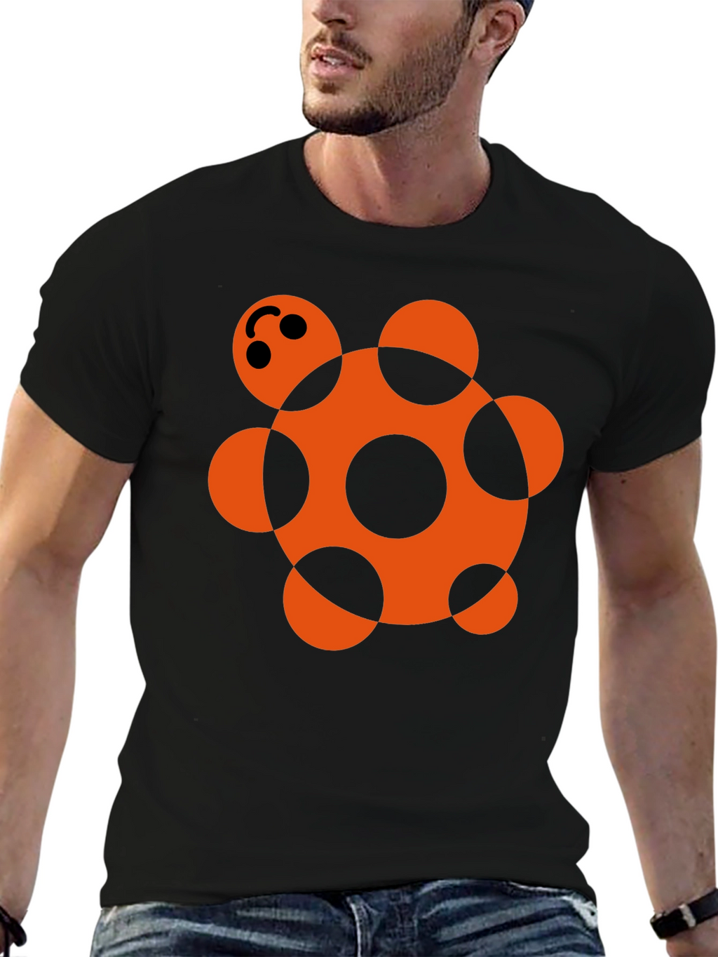 Turtle Graphic Tee - Black Cotton Blend Casual Wear