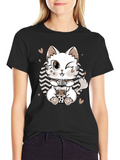 Cute Cat Boba Tea Black T-Shirt
