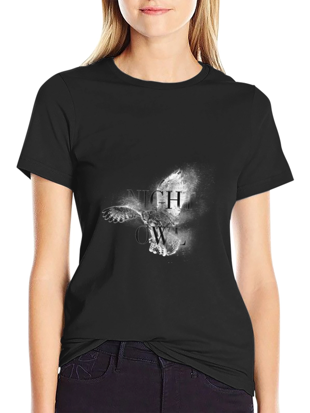 Night Owl Graphic Print T-Shirt - Mens Black Tee