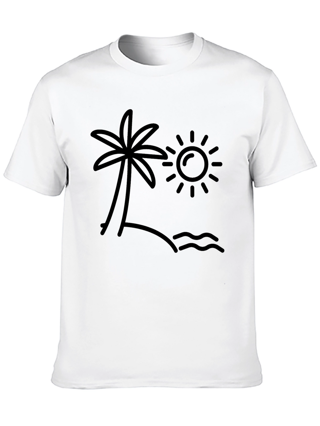 Tropical Beach Graphic Tee - Black