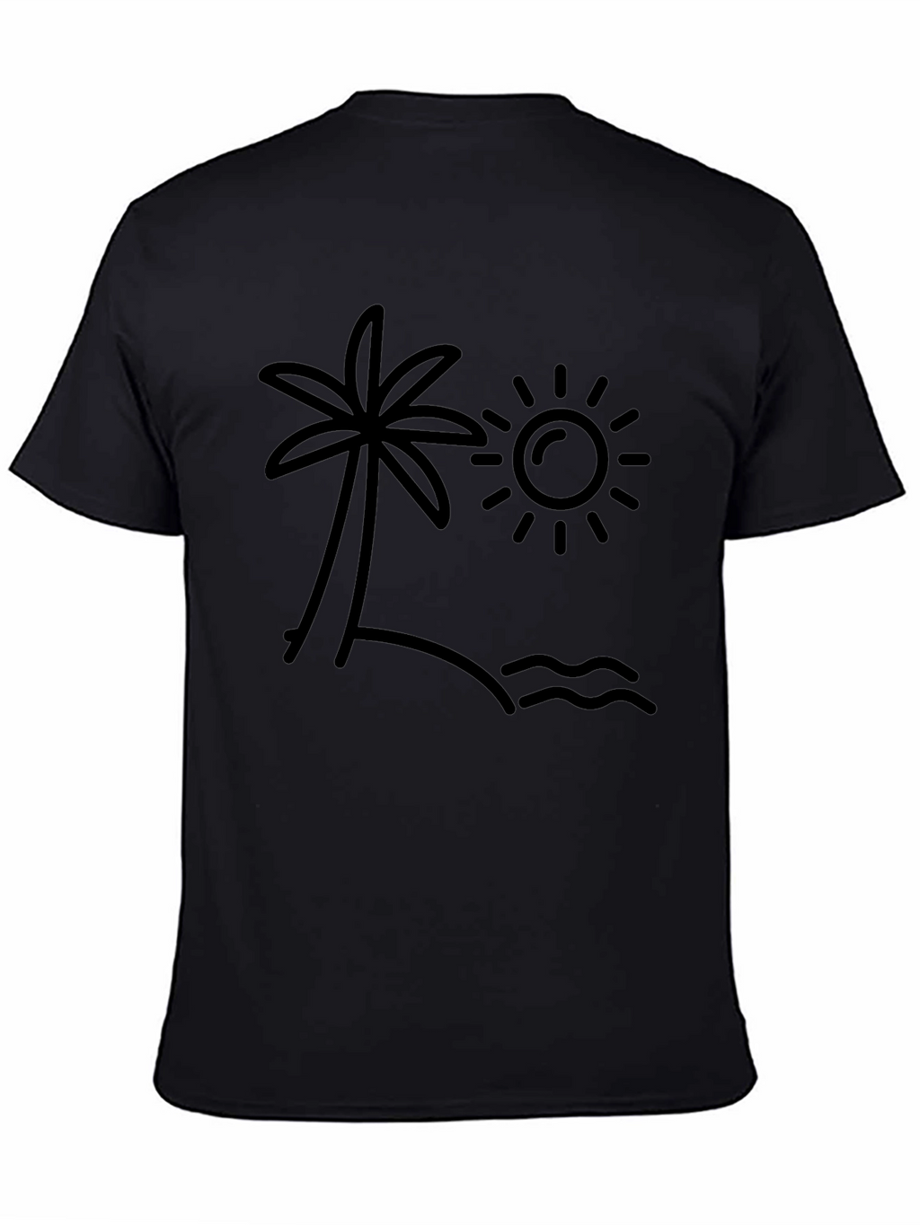 Tropical Beach Graphic Tee - Black