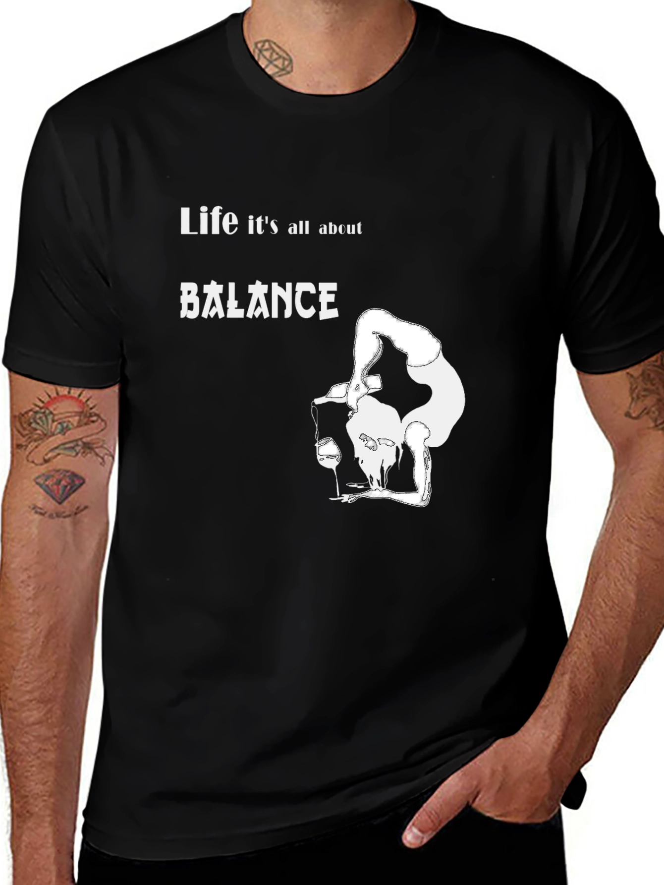 Balance T-Shirt: Funny Wine Lover Graphic Tee