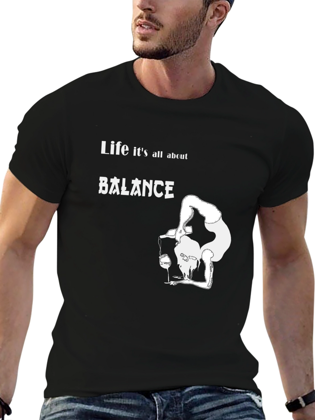 Balance T-Shirt: Funny Wine Lover Graphic Tee