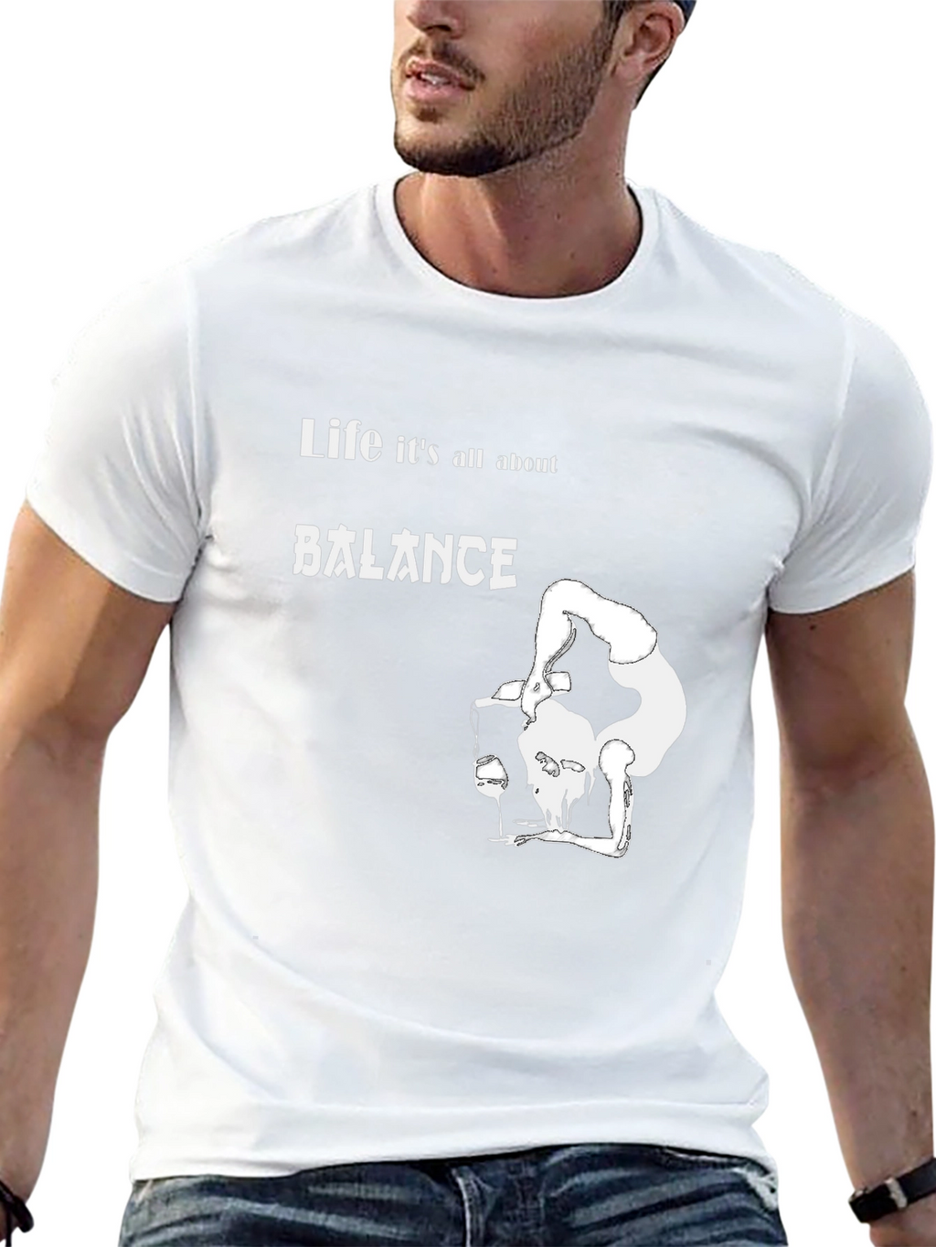Balance T-Shirt: Funny Wine Lover Graphic Tee
