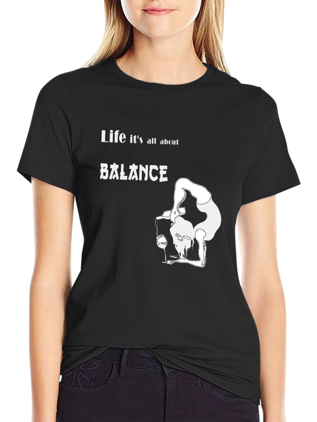 Balance T-Shirt: Funny Wine Lover Graphic Tee
