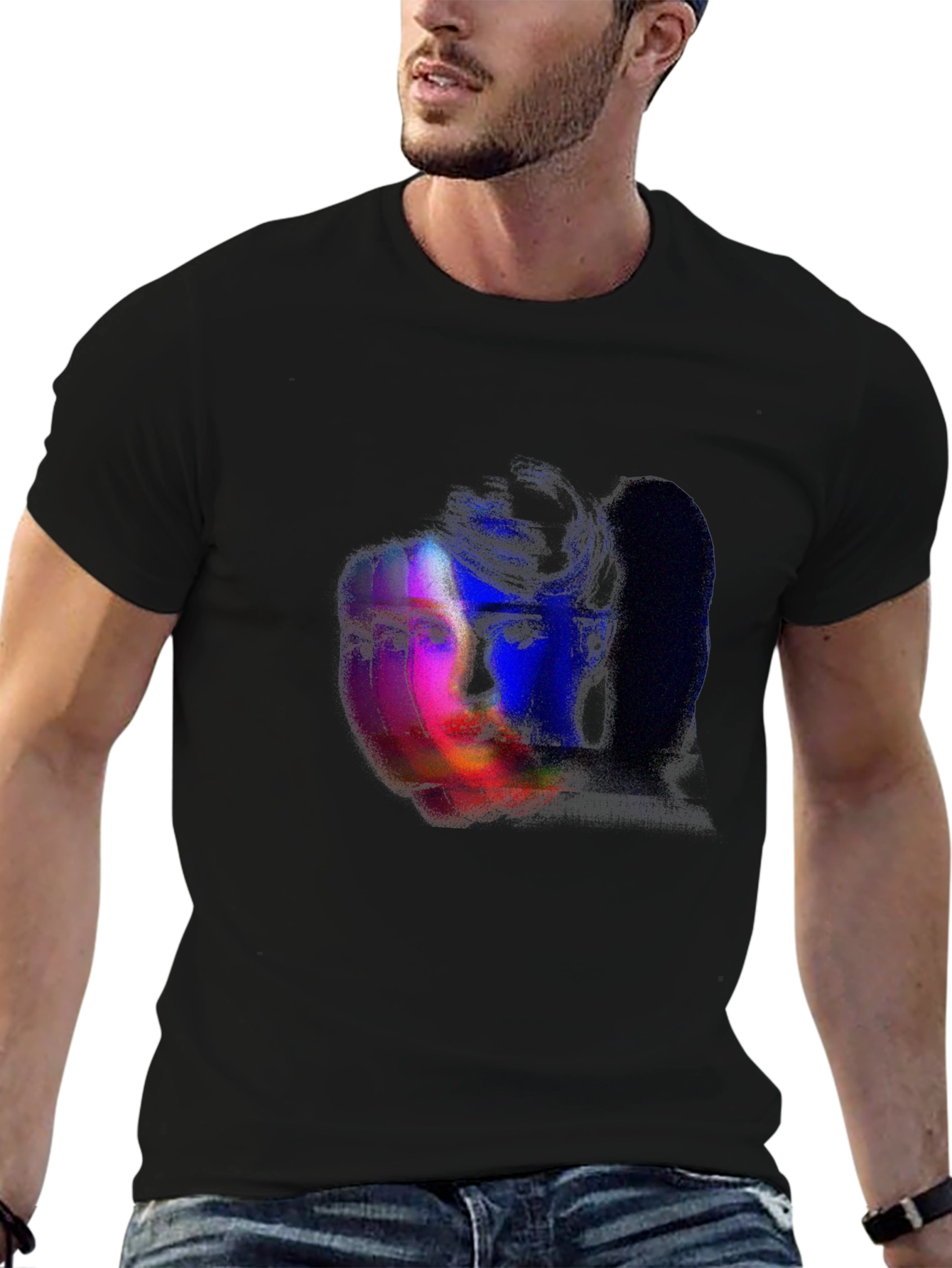 Glitch Portrait Graphic Tee - Black