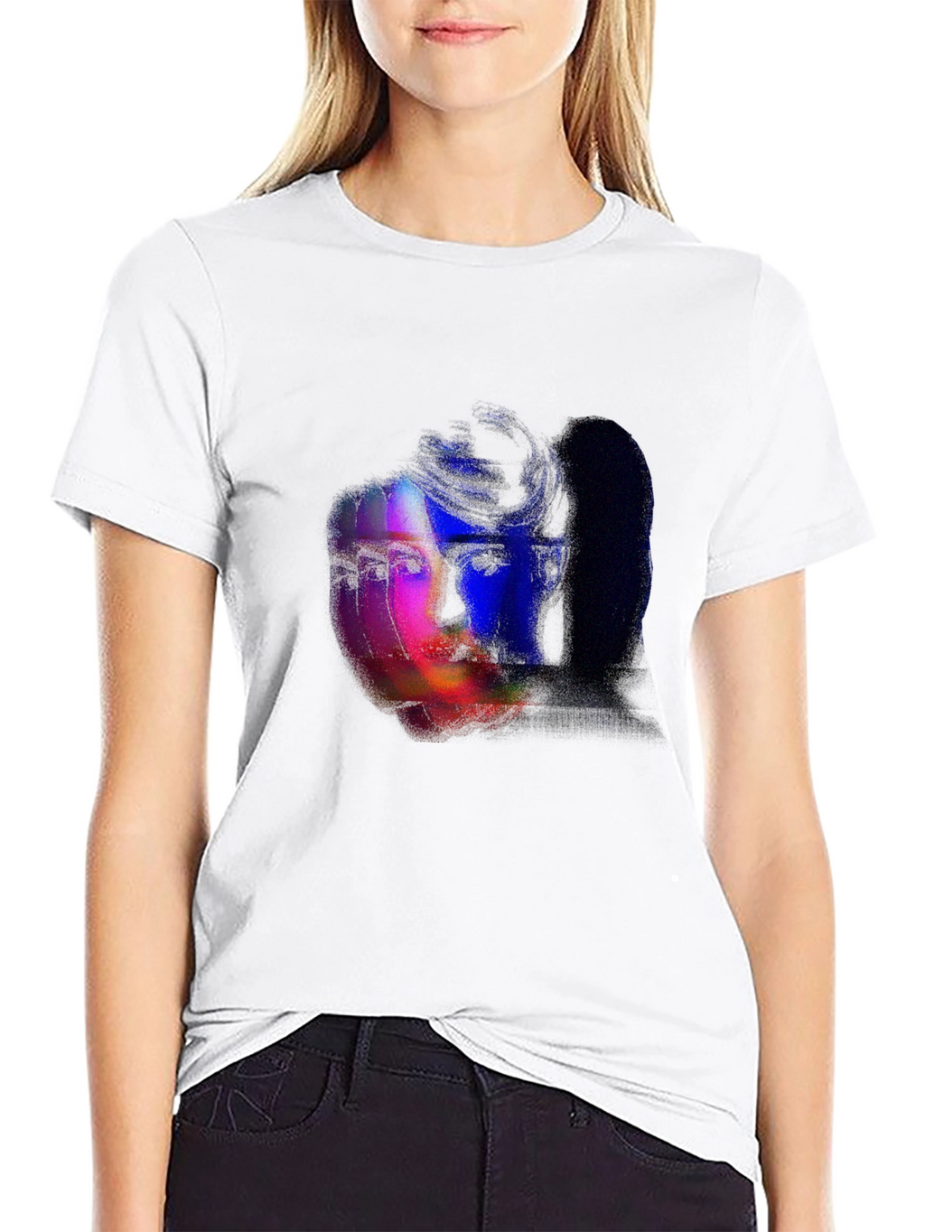 Glitch Portrait Graphic Tee - Black