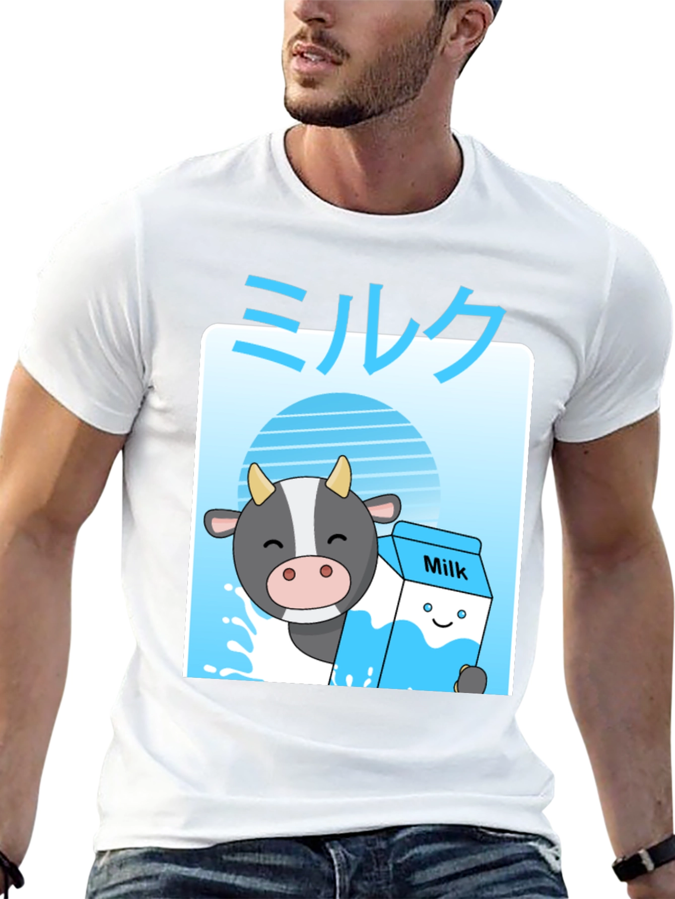 Kawaii Milk T-Shirt - Anime Cow Cute Graphic Tee